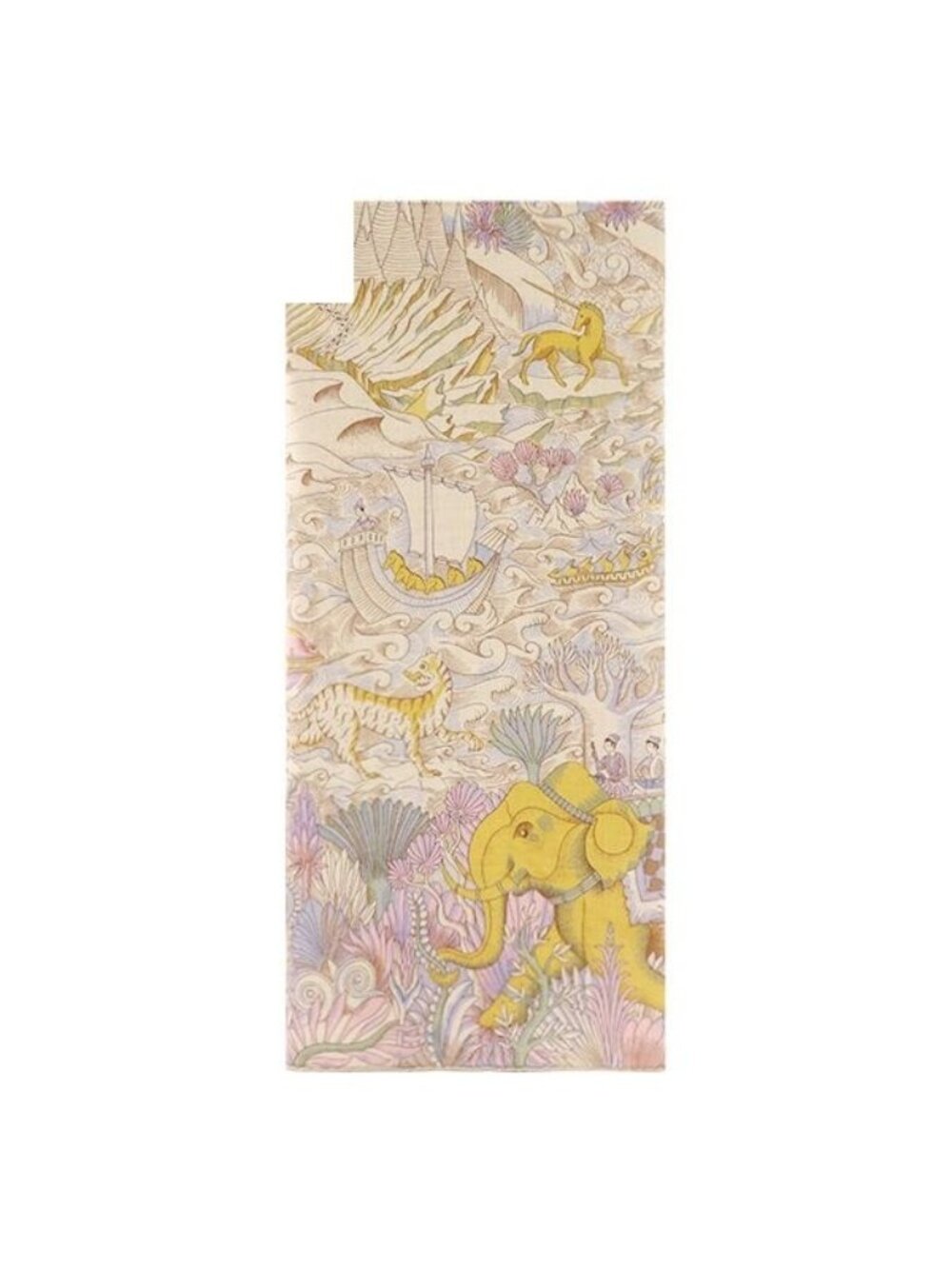 Hermes Shawl Carre 140 Geant Cashmere Silk Natural Jaune Rose Pale Cosmographia